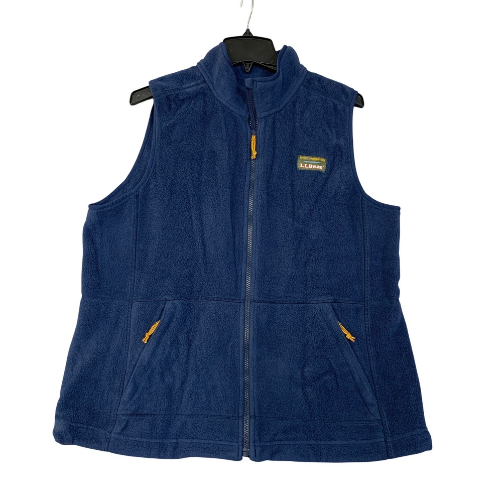 L.L.Bean Women's XL Blue Full Zip Fleece Vest Polyester